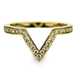 Bead Set Diamond Ring, Victoria Setting, 14K Yellow Gold