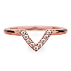 9 Diamond Chevron Band No. 01, 14k Rose Gold