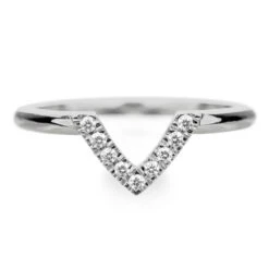 9 Diamond Chevron Band No. 01, 14k White Gold