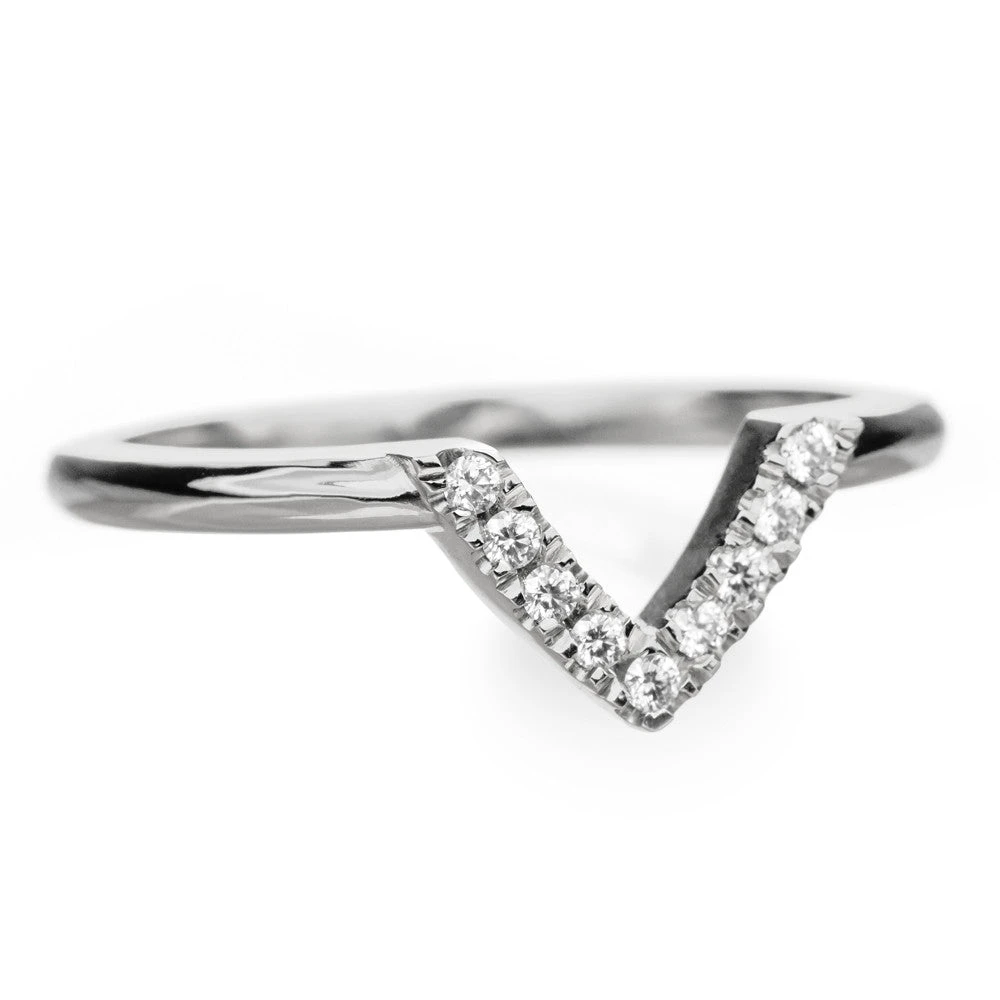 9 Diamond Chevron Band No. 01, 14k White Gold 3 9 Diamond Chevron Band No. 01, 14k White Gold - Image 3