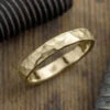 4mm Comfort Fit 14k Yellow Gold Mens Wedding Ring, Hammered Matte