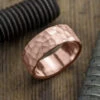 8mm 14k Rose Gold Mens Wedding Band, Hammered Matte