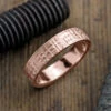 6mm, Comfort Fit, 14k Rose Gold Mens Wedding Band, Textured Matte