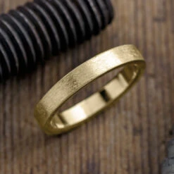 4mm 14K Yellow Gold Men's Wedding Band, Matte Finish