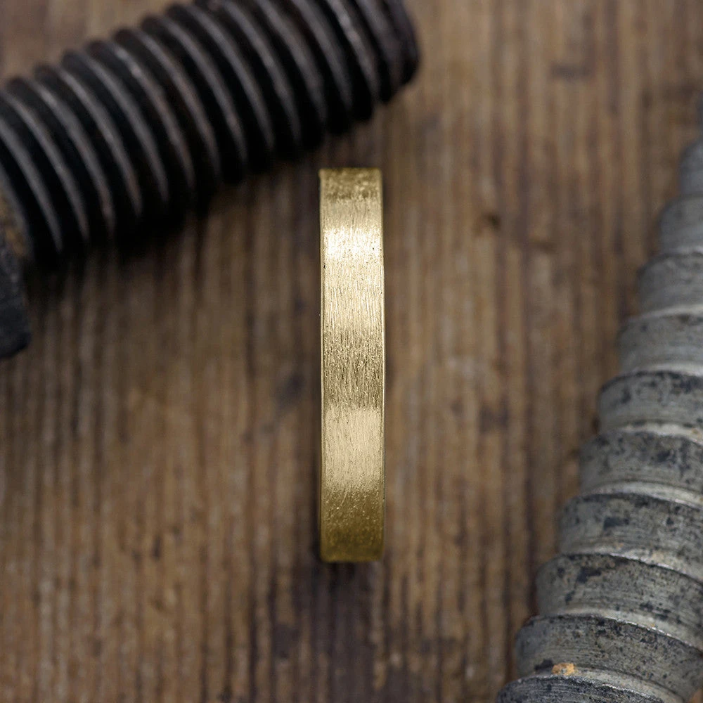 4mm Comfort Fit 14K Yellow Gold Men's Wedding Band, Matte Finish 2 4mm Comfort Fit 14K Yellow Gold Men's Wedding Band, Matte Finish - Image 2