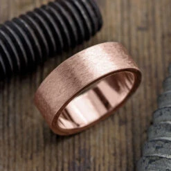 8mm 14K Rose Gold Mens Wedding Band, Matte Finish