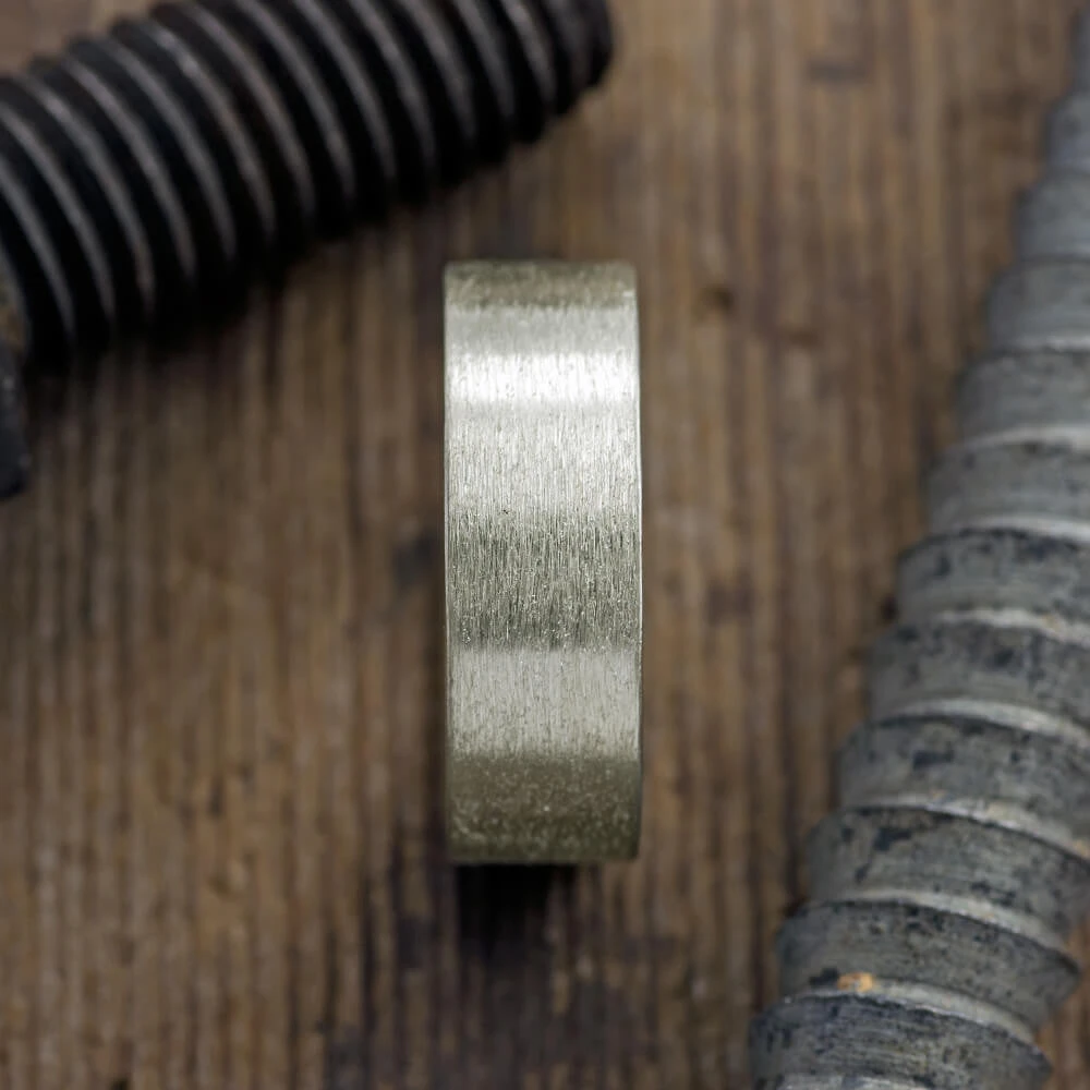 8mm, Comfort Fit, 14k White Gold Mens Wedding Band, Matte Finish 3 8mm, Comfort Fit, 14k White Gold Mens Wedding Band, Matte Finish - Image 3