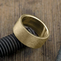 10mm 14K Yellow Gold Men's Wedding Band, Brushed Matte Finish 7 10mm 14K Yellow Gold Men's Wedding Band, Brushed Matte Finish -Point No Point Studio Store 1600096YG C