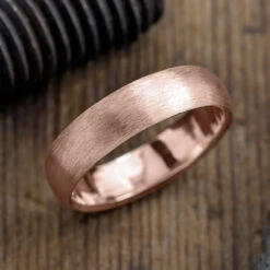 6mm 14K Rose Gold Mens Wedding Band, Half Round Matte Finish