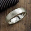 14k White Gold Half Round Men's Wedding Band Matte 6mm