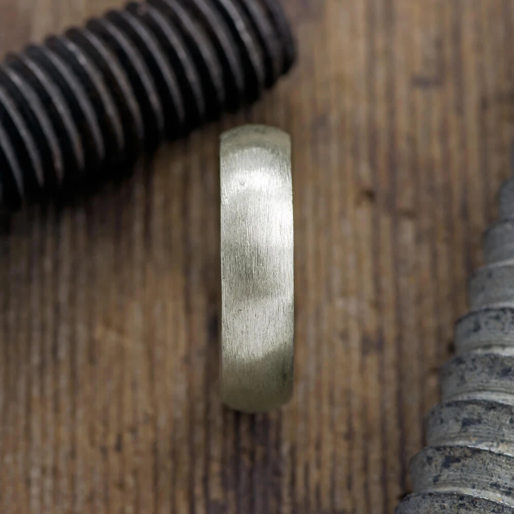 14k White Gold Half Round Men's Wedding Band Matte 6mm 2 14k White Gold Half Round Men's Wedding Band Matte 6mm - Image 2