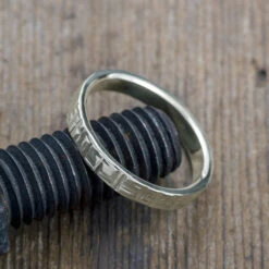 4mm 14k White Gold Mens Wedding Band, Textured Polished -Point No Point Studio Store 1600114WG C