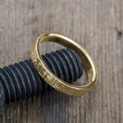 4mm Textured 14k Yellow Gold Men's Wedding Band, High Polish 6 4mm Textured 14k Yellow Gold Men's Wedding Band, High Polish -Point No Point Studio Store 1600114YG C