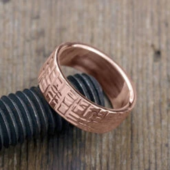 8mm, Comfort Fit, 14k Rose Gold Textured Mens Wedding Band, High Polished -Point No Point Studio Store 1600116RG C d196d6be c427 4706 bccb 77cab2e7e053