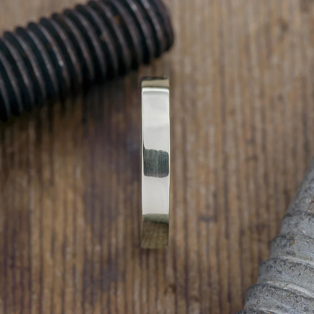 4mm Comfort Fit 14k White Gold Mens Wedding Band, Polished 2 4mm Comfort Fit 14k White Gold Mens Wedding Band, Polished - Image 2