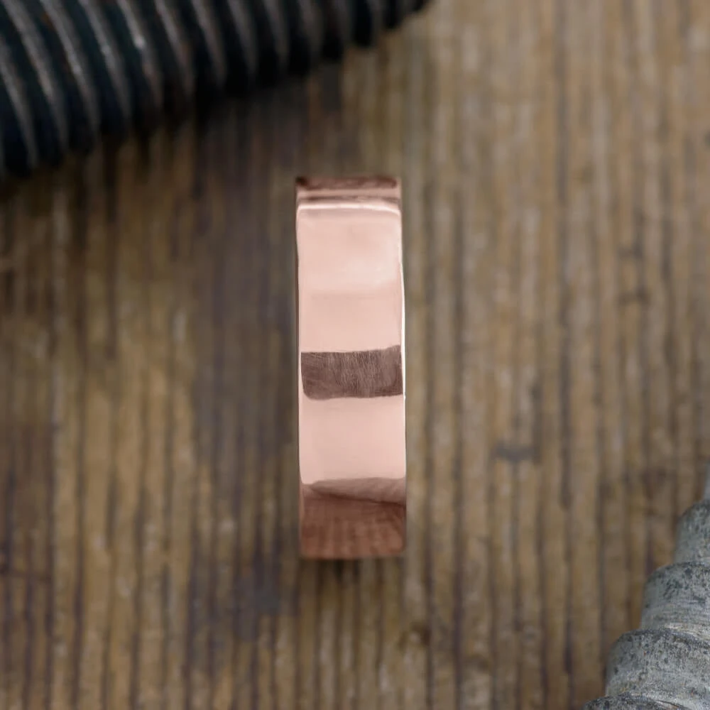 6mm 14k Rose Gold Comfort Fit Mens Wedding Band, Polished 2 6mm 14k Rose Gold Comfort Fit Mens Wedding Band, Polished - Image 2