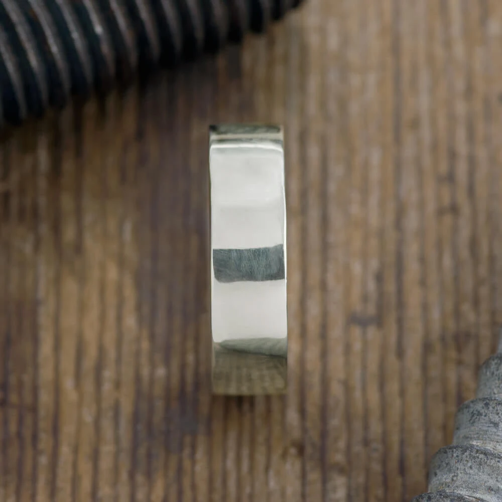 6mm 14k White Gold Comfort Fit Mens Wedding Band, Polished 2 6mm 14k White Gold Comfort Fit Mens Wedding Band, Polished - Image 2