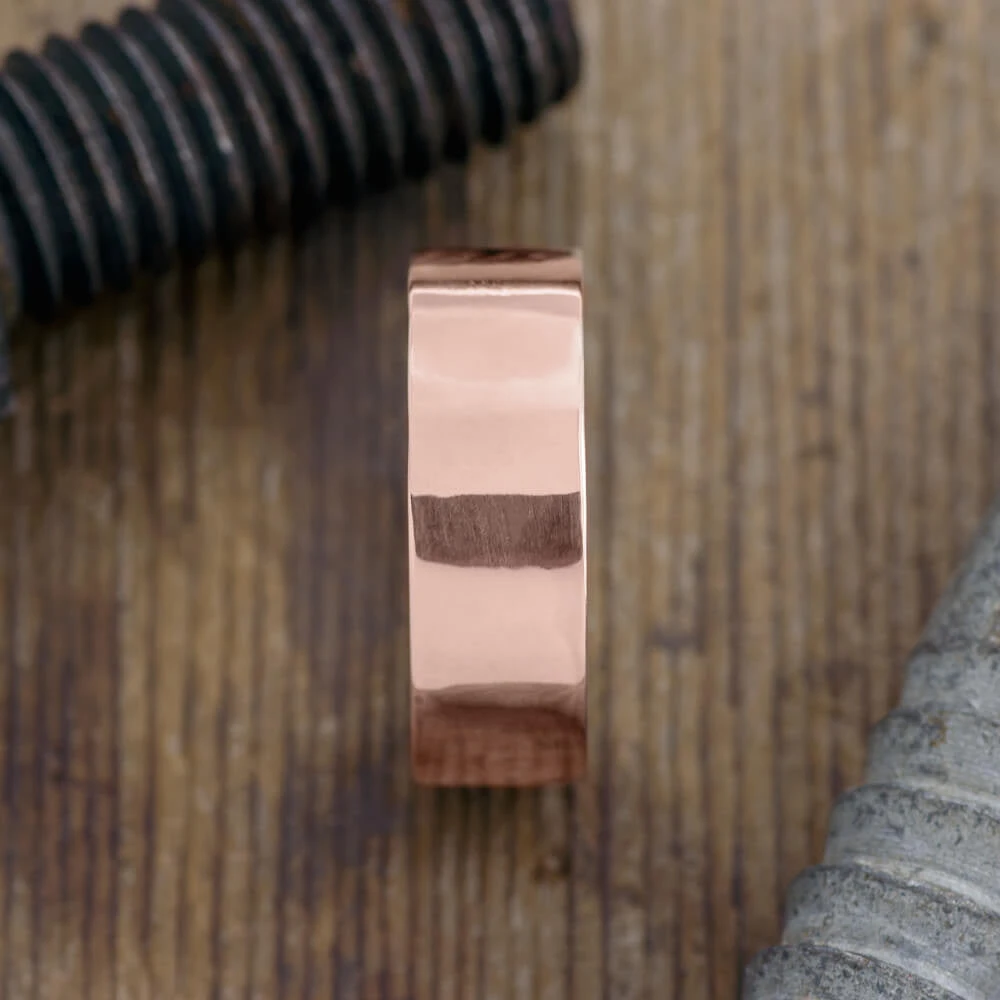 8mm 14K Rose Gold Comfort Fit Mens Wedding Band, High Polish 2 8mm 14K Rose Gold Comfort Fit Mens Wedding Band, High Polish - Image 2