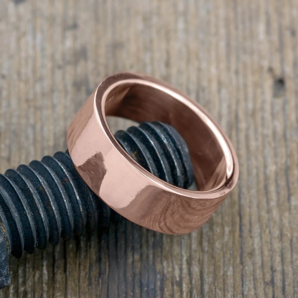 8mm 14K Rose Gold Comfort Fit Mens Wedding Band, High Polish 3 8mm 14K Rose Gold Comfort Fit Mens Wedding Band, High Polish - Image 3