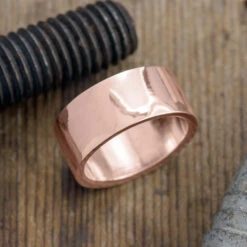 10mm 14k Rose Gold Comfort Fit Mens Wedding Ring, Polished