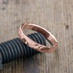 4mm Comfort Fit 14k Rose Gold Mens Wedding Band, Hammered Polished 6 4mm Comfort Fit 14k Rose Gold Mens Wedding Band, Hammered Polished -Point No Point Studio Store 1600122RG C a6ea11fa faa7 4334 b620 b8e79792f666