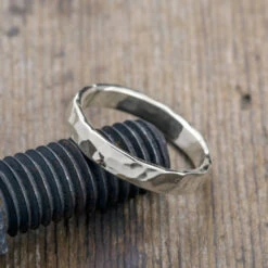 4mm Comfort Fit 14k White Gold Mens Wedding Ring, Hammered Polished 6 4mm Comfort Fit 14k White Gold Mens Wedding Ring, Hammered Polished -Point No Point Studio Store 1600122WG C 51777596 4b1a 4237 84ca 9b0d46deebec