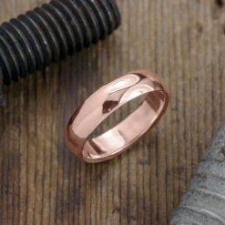 6mm 14k Rose Gold Comfort Fit Mens Wedding Band, Half Round Polished