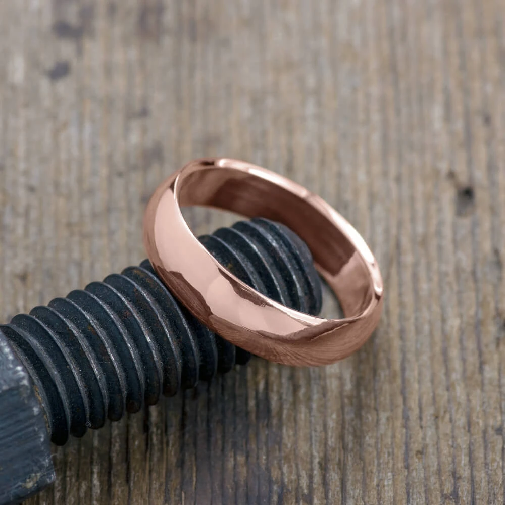 6mm 14k Rose Gold Comfort Fit Mens Wedding Band, Half Round Polished 3 6mm 14k Rose Gold Comfort Fit Mens Wedding Band, Half Round Polished - Image 3