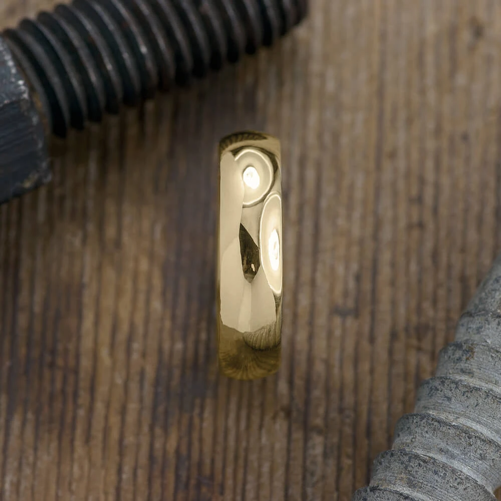 6mm 14k Yellow Gold Comfort Fit Mens Wedding Band, Half Round Polished 2 6mm 14k Yellow Gold Comfort Fit Mens Wedding Band, Half Round Polished - Image 2