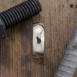 8mm 14k White Gold Men's Wedding Band, Half Round High Polished -Point No Point Studio Store 1600127WG B