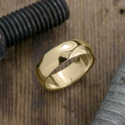 8mm 14k Yellow Gold Mens Wedding Band, Half Round High Polished