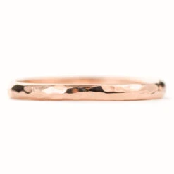 2mm Wide X 1.7mm Thick, 14k Rose Gold Half Round Wedding Band, Hammered Polished -Point No Point Studio Store 1600165RG C