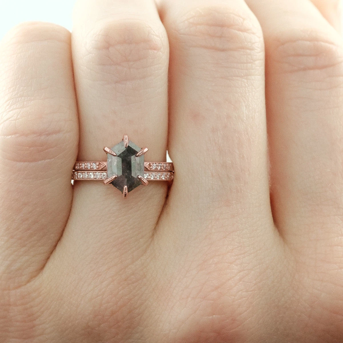 Vintage Inspired Diamond Wedding Band, Jamie Setting, 14k Rose Gold 7 Vintage Inspired Diamond Wedding Band, Jamie Setting, 14k Rose Gold - Image 7