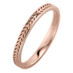 Eco Friendly Chevron Wedding Band, 14K Rose Gold