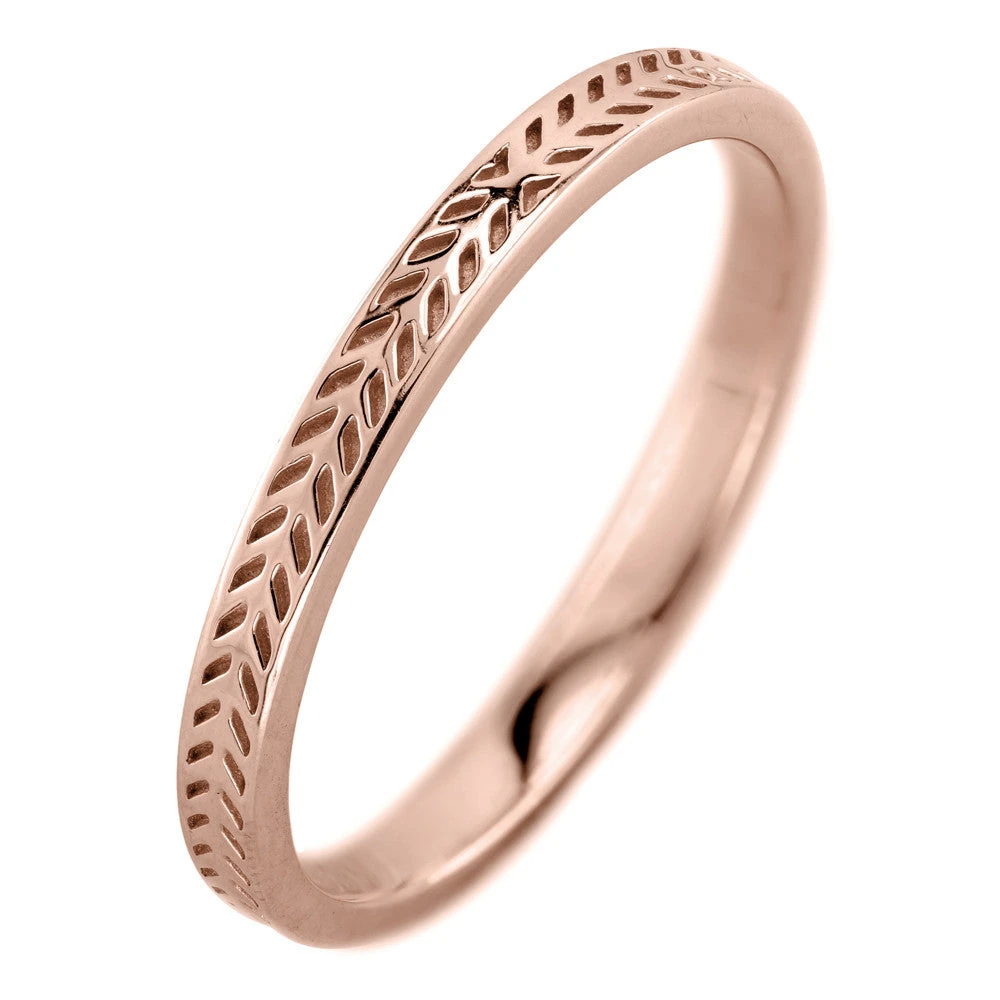 Eco Friendly Chevron Wedding Band, 14K Rose Gold 1 Eco Friendly Chevron Wedding Band, 14K Rose Gold