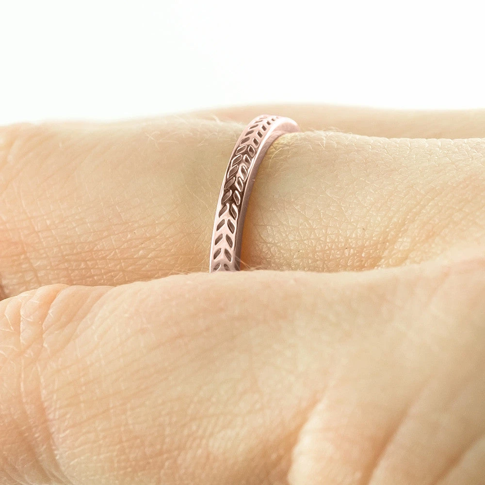Eco Friendly Chevron Wedding Band, 14K Rose Gold 2 Eco Friendly Chevron Wedding Band, 14K Rose Gold - Image 2