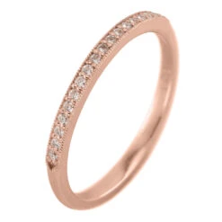 Vintage Inspired Diamond Wedding Band, Jamie Setting, 14k Rose Gold