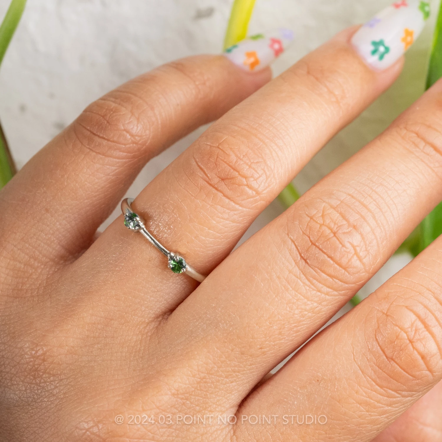 Tsavorite Garnet Wedding Cuff, Harper Setting, Platinum 2 Tsavorite Garnet Wedding Cuff, Harper Setting, Platinum - Image 2