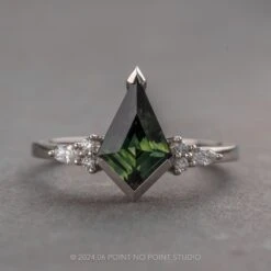 2.21 Carat Teal Kite Sapphire And Diamond Engagement Ring, Quinn Setting, Platinum