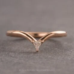 Triangle Diamond Rounded Wedding Band, Vivian Setting, 14k Rose Gold