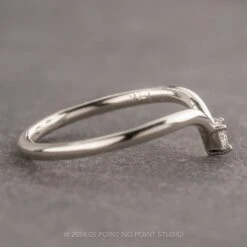 Triangle Diamond Rounded Wedding Band, Vivian Setting, 14k White Gold -Point No Point Studio Store 16442WG 2