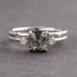 Hammered Harper Cuff Wedding Band, 14k White Gold -Point No Point Studio Store 16462 3