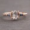 1.63 Carat Icy White Hexagon Diamond Engagement Ring, Zoe Setting, 14k Rose Gold