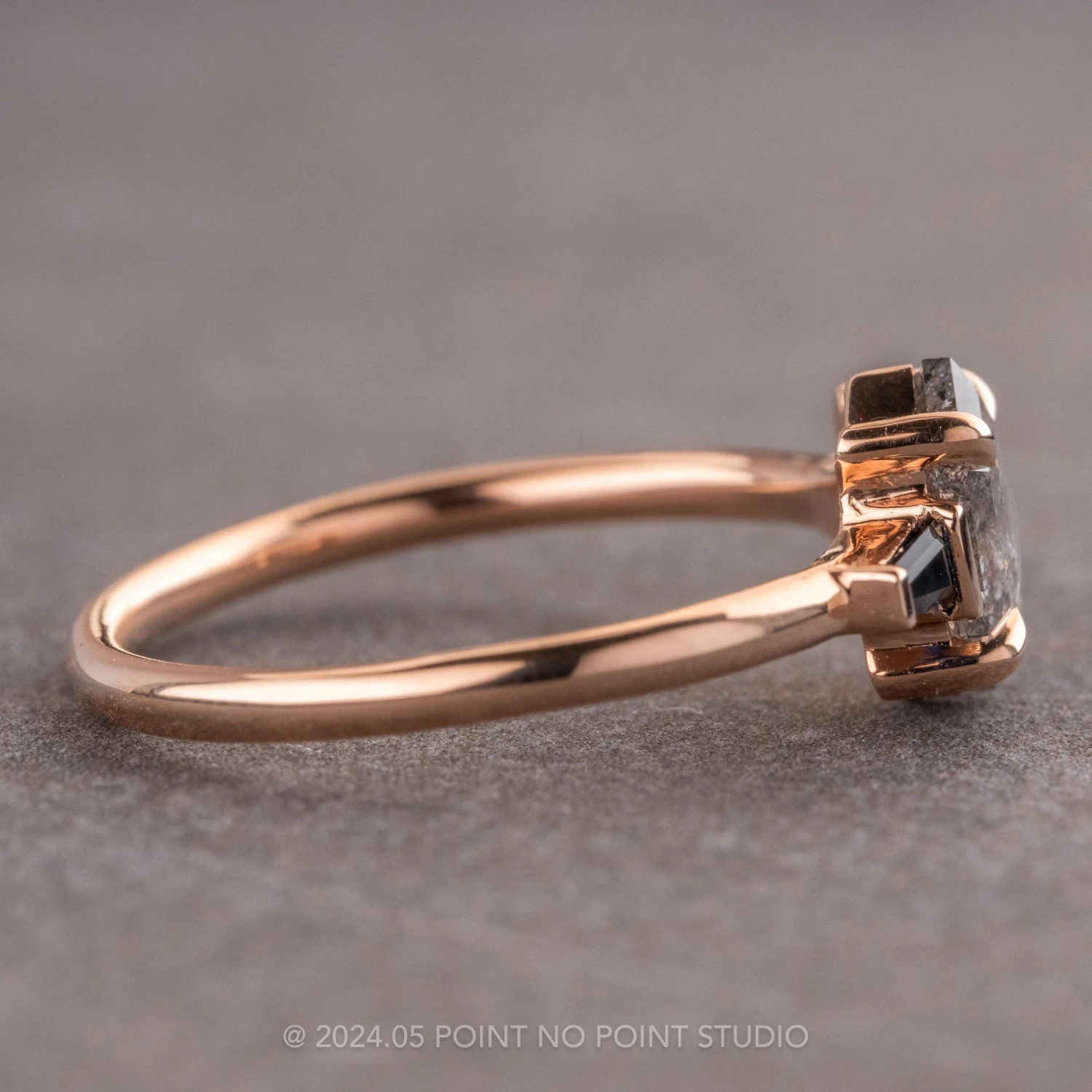 1.63 Carat Icy White Hexagon Diamond Engagement Ring, Zoe Setting, 14k Rose Gold 5 1.63 Carat Icy White Hexagon Diamond Engagement Ring, Zoe Setting, 14k Rose Gold - Image 5