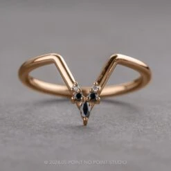 White And Black Diamond Wedding Band, Freya Setting, 14K Rose Gold