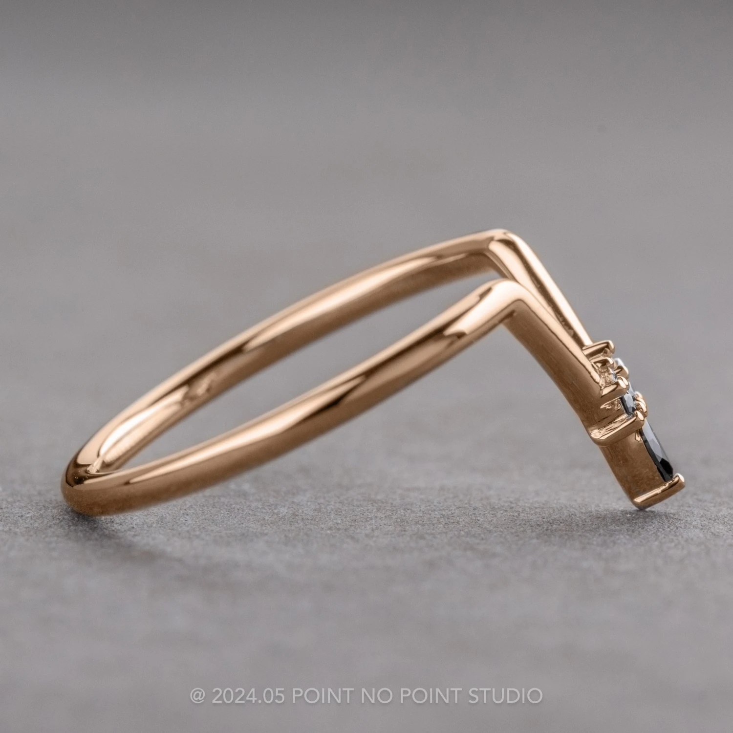 White And Black Diamond Wedding Band, Freya Setting, 14K Rose Gold 2 White And Black Diamond Wedding Band, Freya Setting, 14K Rose Gold - Image 2