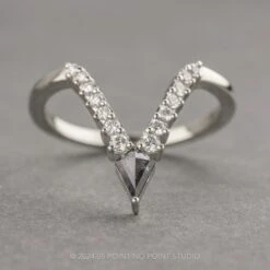 XL Salt And Pepper Kite Diamond Wedding Band, Cassiopeia Setting, Platinum