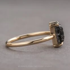 1.79 Carat Black Speckled Emerald Diamond Engagement Ring, Jane Setting, 14k Yellow Gold -Point No Point Studio Store 16543 2