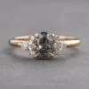 1.27 Carat Salt And Pepper Oval Diamond Engagement Ring, Charlotte Setting, 14K Yellow Gold