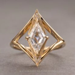 1.21 Carat Kite Moissanite And Diamond Engagement Ring, Arwen Setting, 14k Yellow Gold